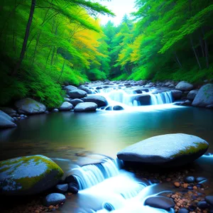 Serene Waterfall in Enchanting Forest Landscape