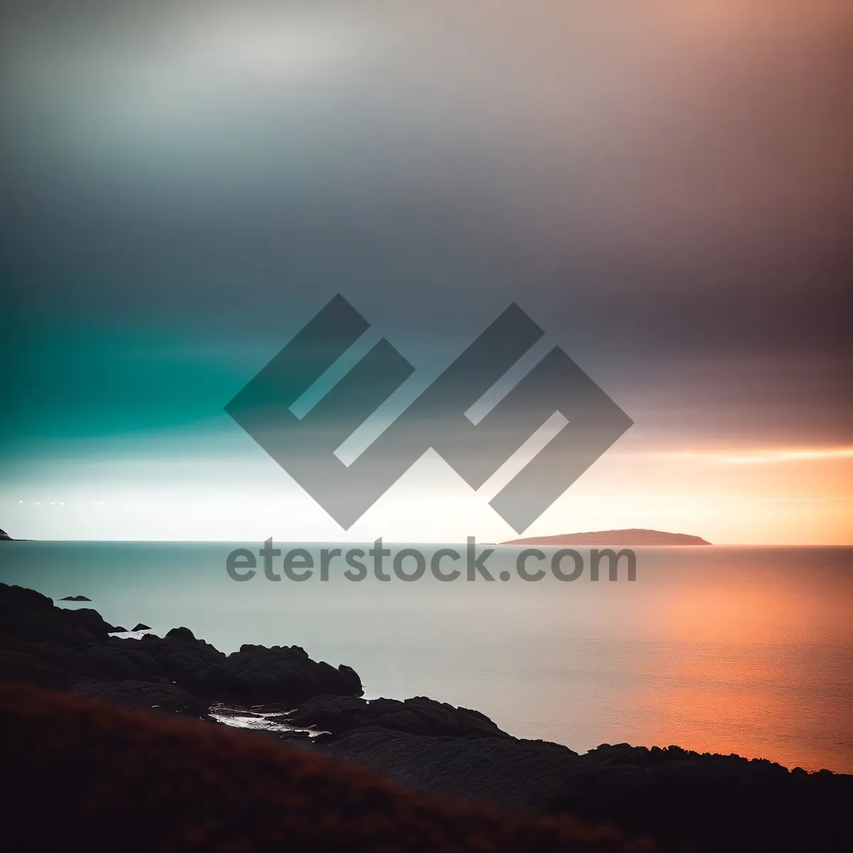 Picture of Golden Horizon: Majestic Sunset over Mountain Landscape