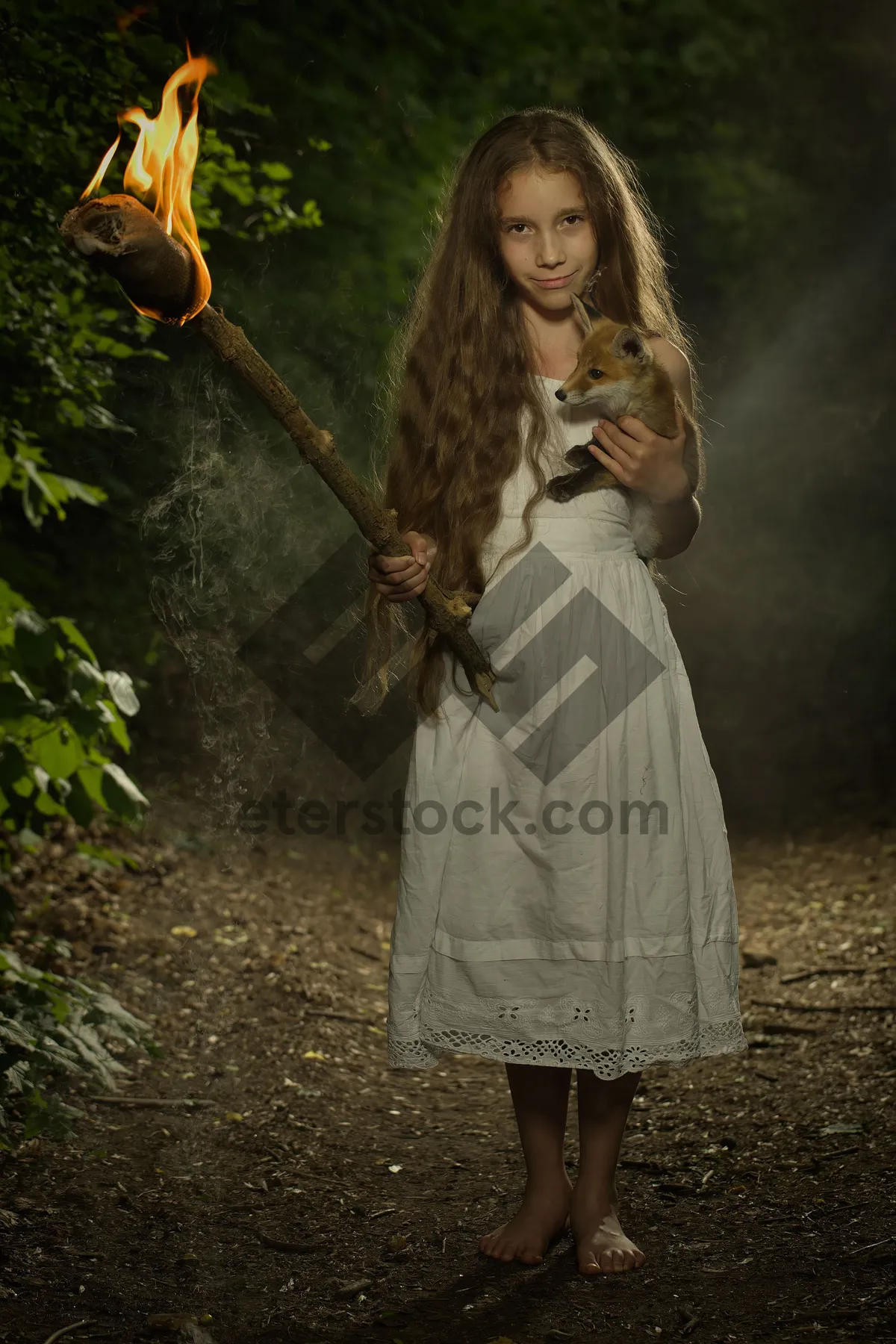 Picture of Happy lady in a pretty outdoor dress