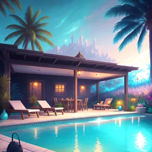 Tropical Bliss: Luxury Resort Poolside Oasis