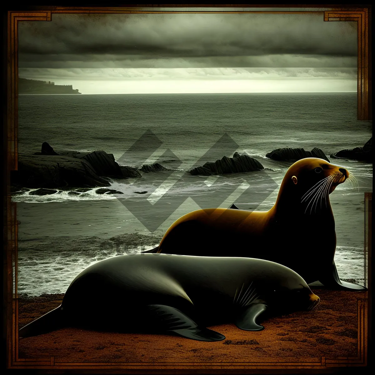 Picture of Auk and Sea Lion Enjoying Ocean Vacation