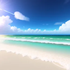 Sunny Shore Paradise: Tranquil Beachscape with Turquoise Waves