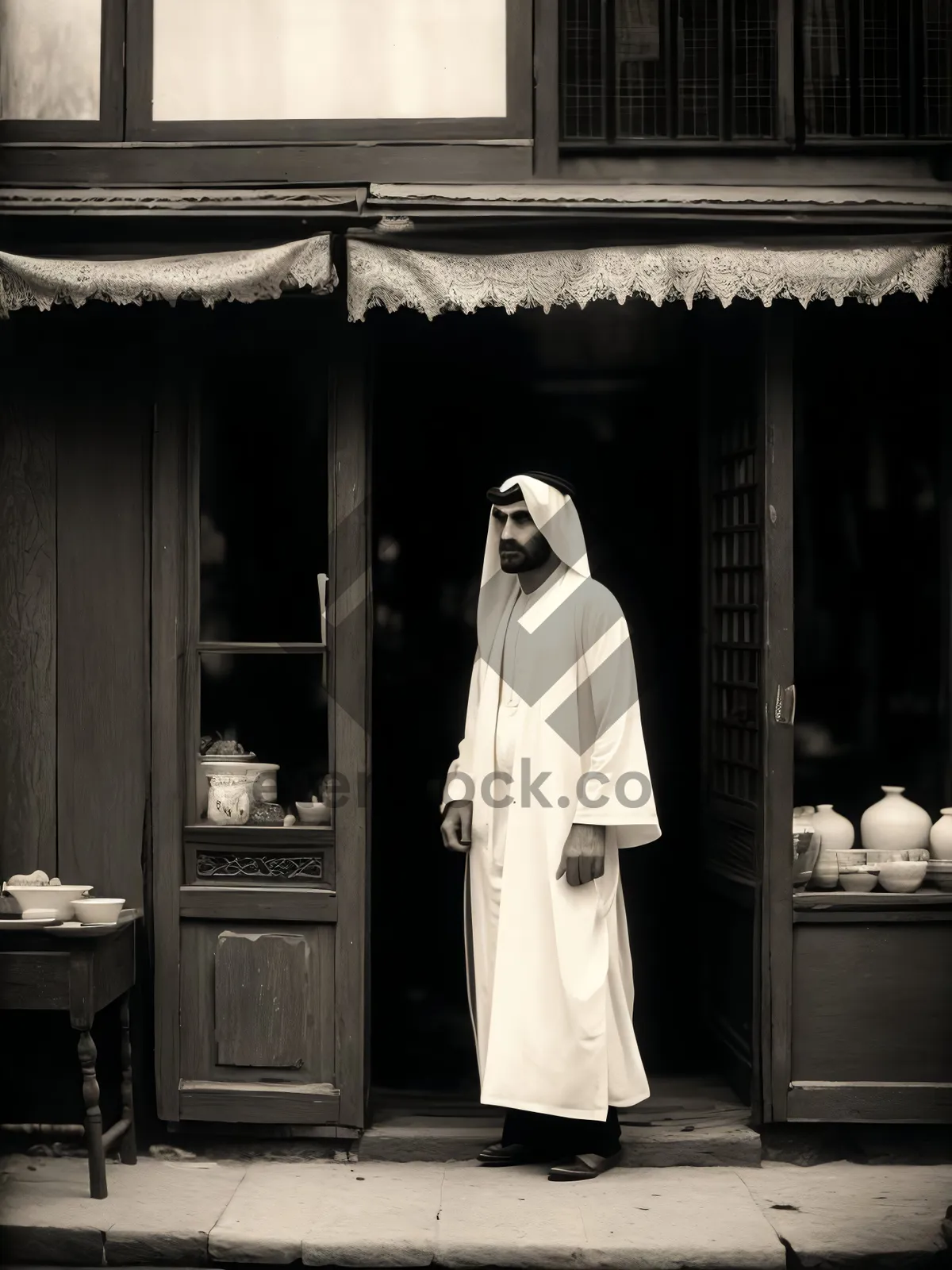 Picture of Stylish adult in comfortable bathrobe