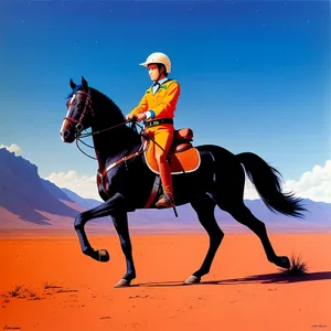 Energetic Equestrian in Lively Horseback Dance