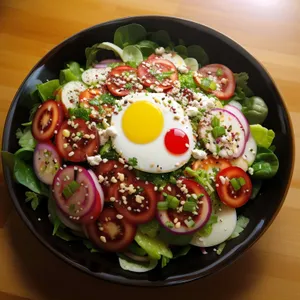 Fresh Gourmet Salad with Cheese and Vegetables