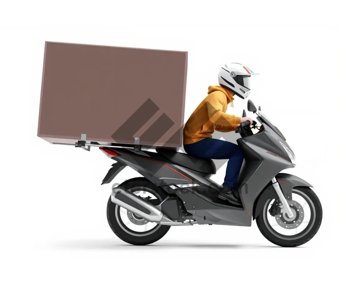 Picture of Speedy motorbike on road - silhouette