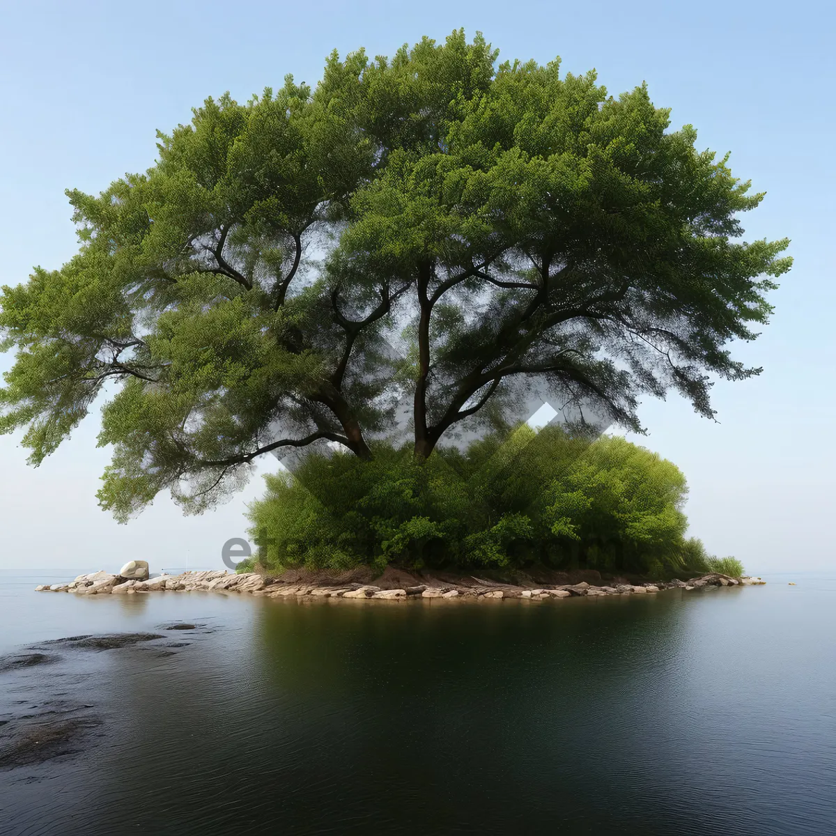 Picture of Lush Coastal Forest Reflecting on Serene Waters