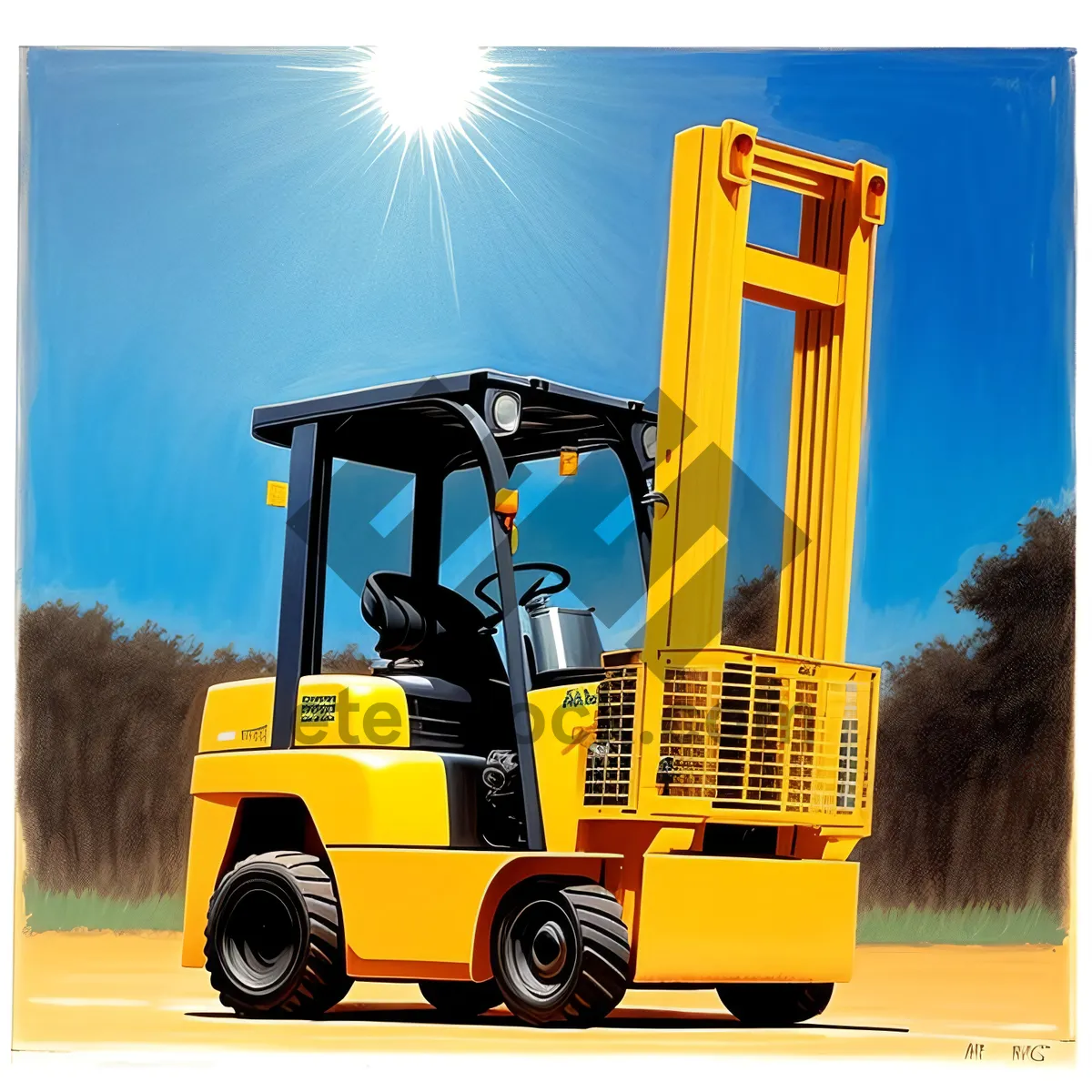 Picture of Yellow Heavy Equipment Forklift at Construction Site