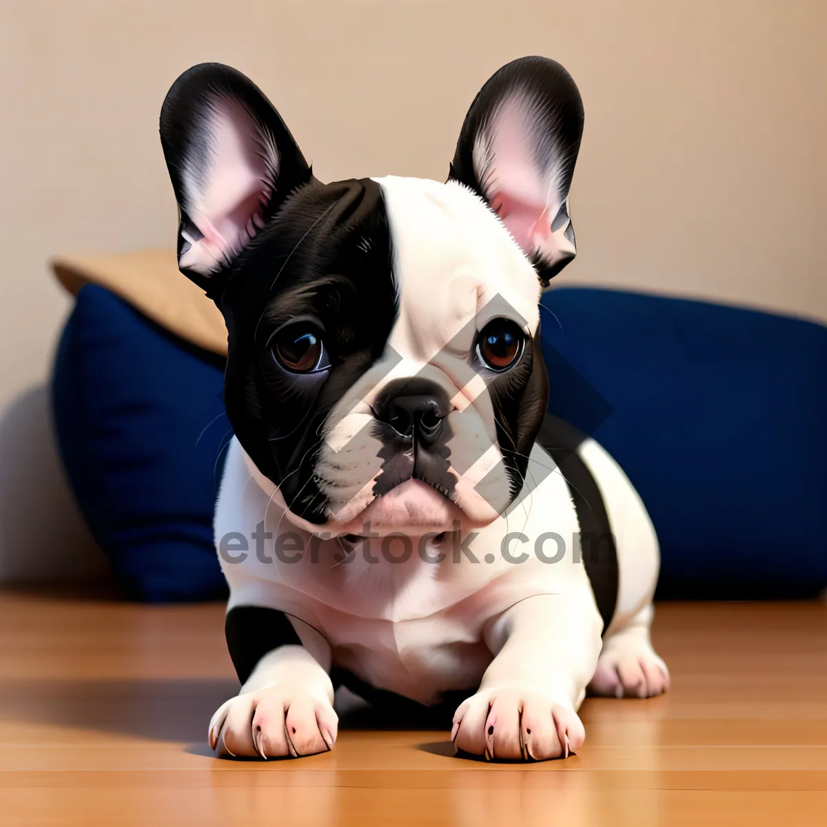 Picture of Adorable Terrier Bulldog Puppy with Wrinkles