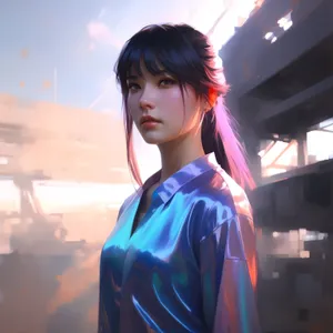 Attractive brunette businesswoman in stylish robe, smiling happily.