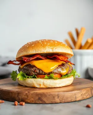 Grilled Cheeseburger with Tomato and Lettuce