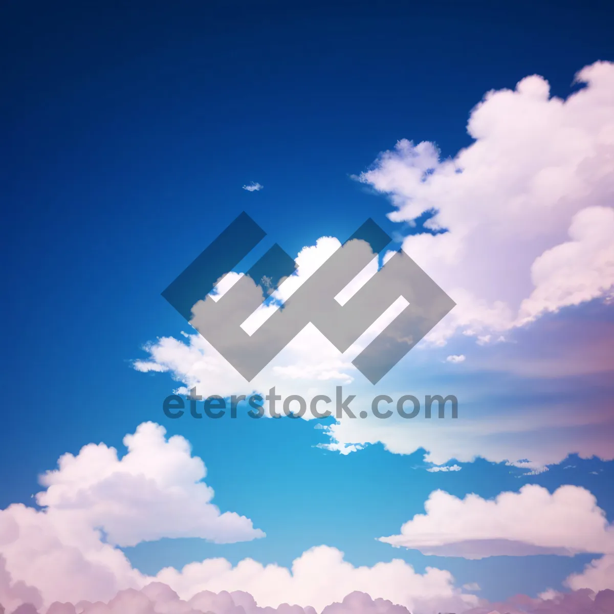 Picture of Clear Summer Sky Overcast with Fluffy Clouds