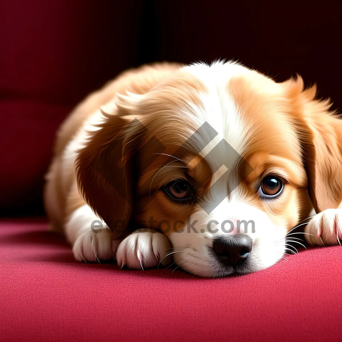 Picture of Adorable Toy Spaniel Puppy Poses for Portrait