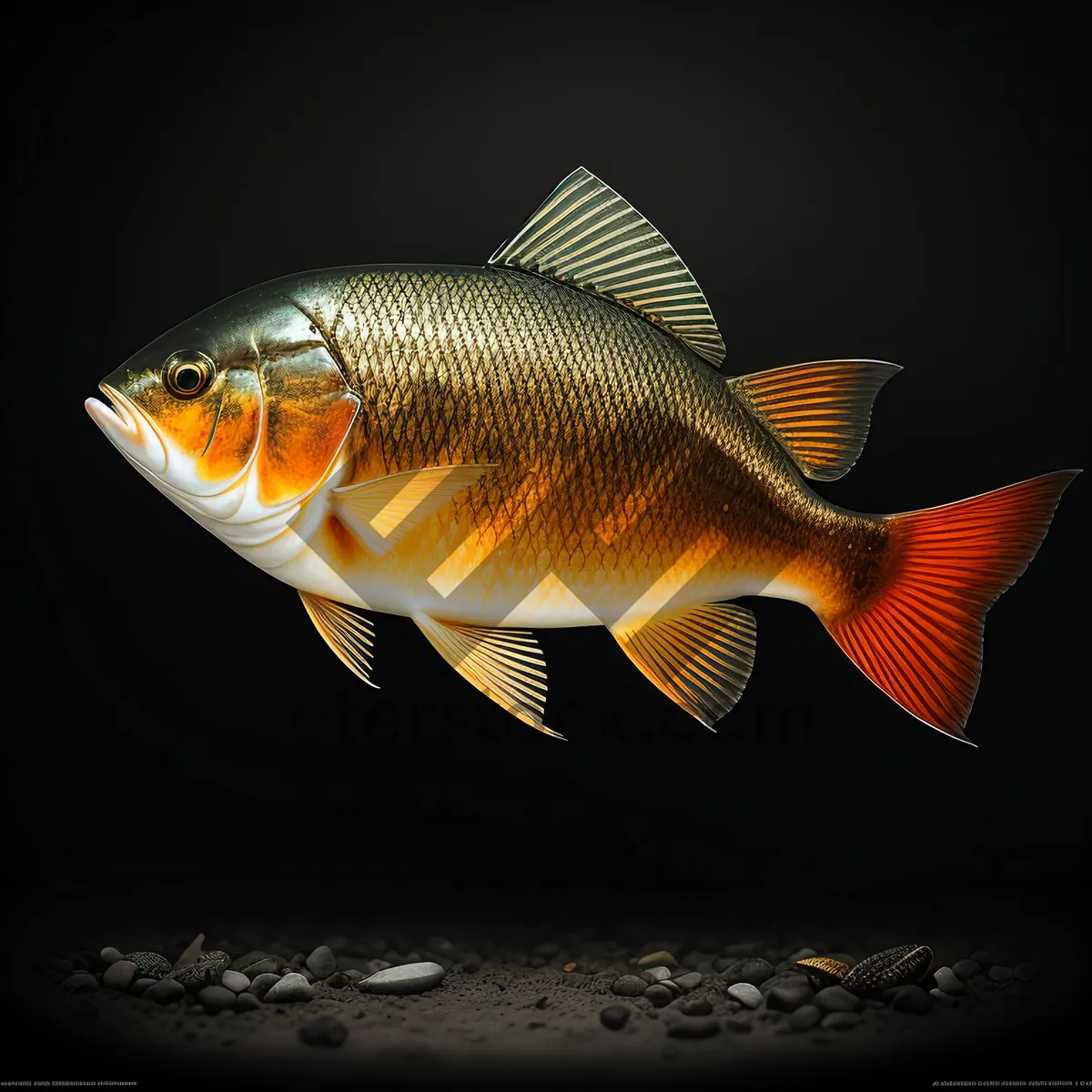 Picture of Colorful Tropical Sunfish Swimming in Aquarium