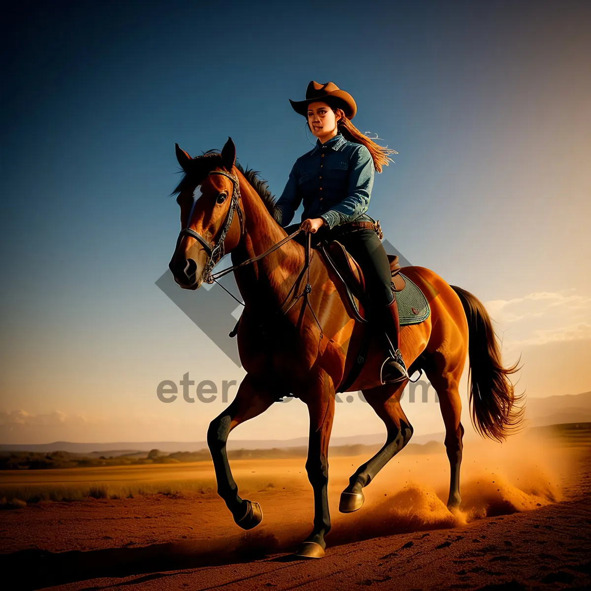 Picture of Stunning Stallion Galloping through Summer Sky