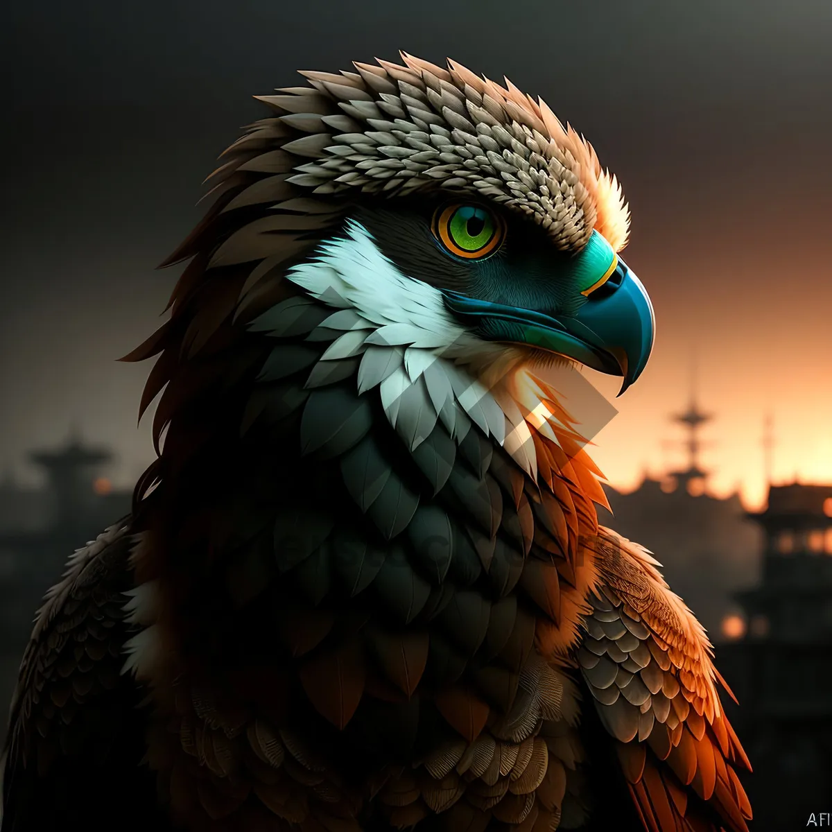 Picture of Magnificent Eagle With Piercing Yellow Eyes