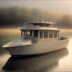 Nautical Tranquility: Boat Sailing along Marina Pier