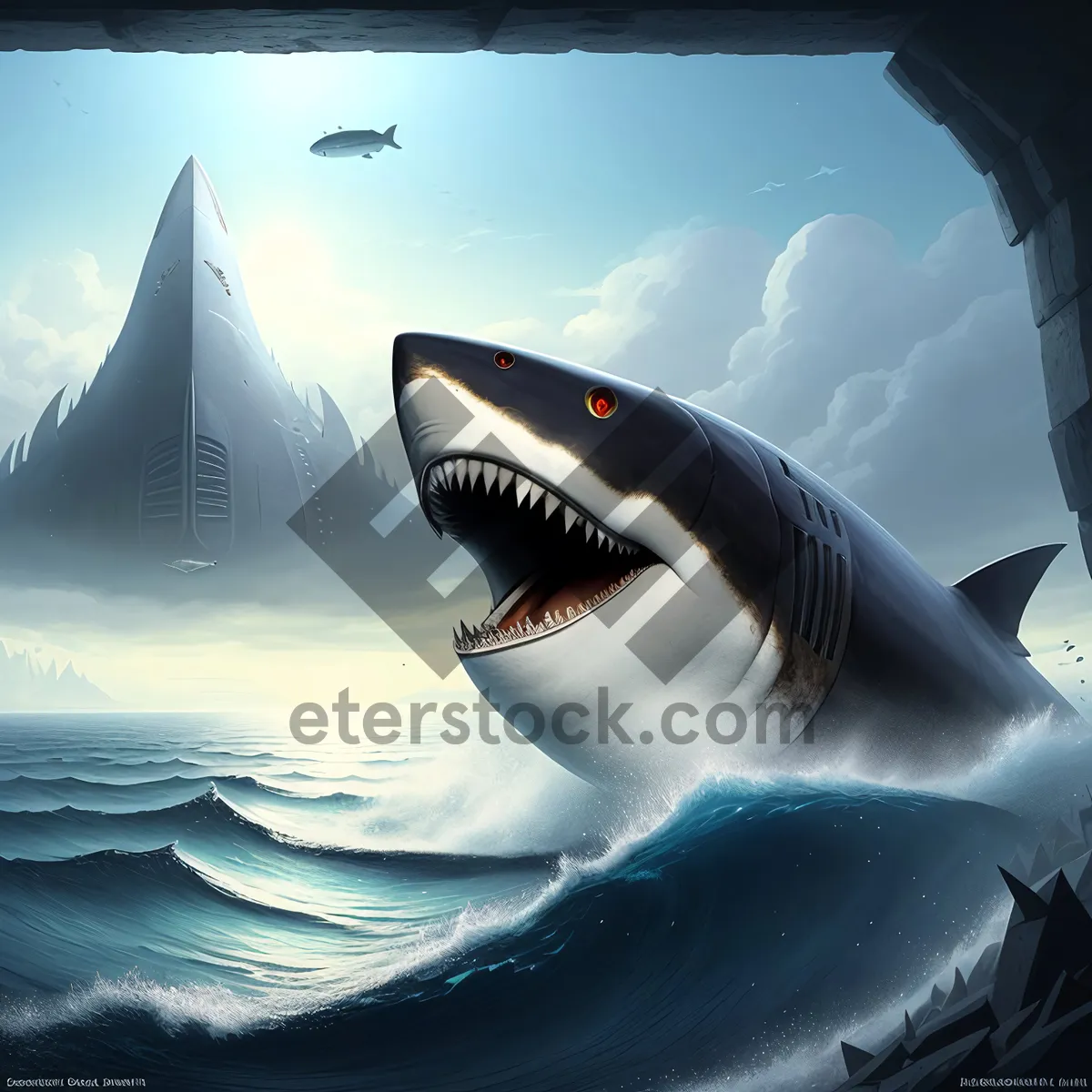 Picture of Oceanic Marine Life: Majestic Shark in Underwater Paradise