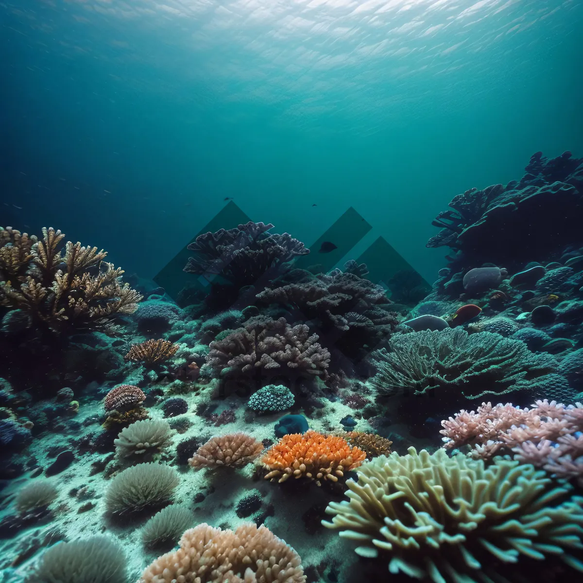 Picture of Colorful Coral Reef Life Below the Sunbeam