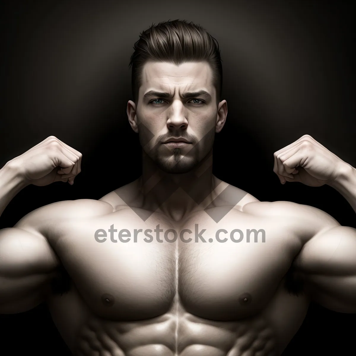 Picture of Fit Athlete Flexing Strong Biceps