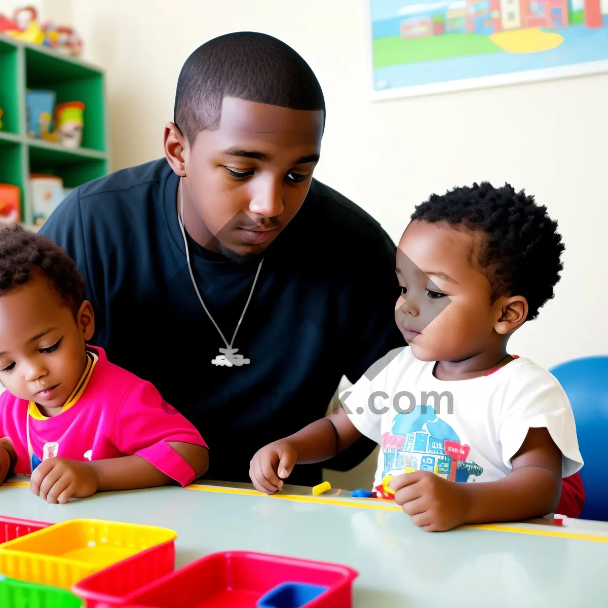 Picture of Happy kids learning together in classroom