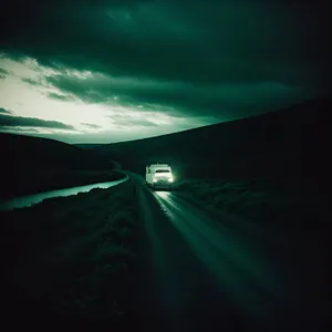 Skybound Journey: A Serene Sunset Drive on the Rural Highway
