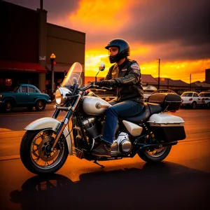 Speedy Motorbike Rider on Road