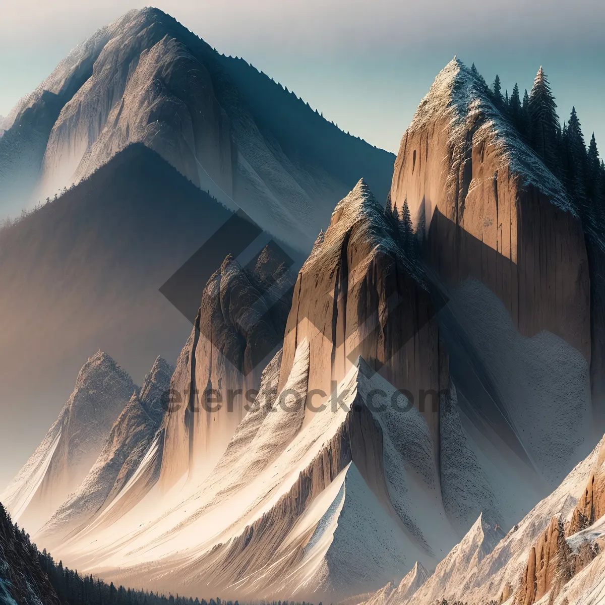 Picture of Mountain Peak Bliss: Majestic Scenic Landscape with Snow-Topped Mountains