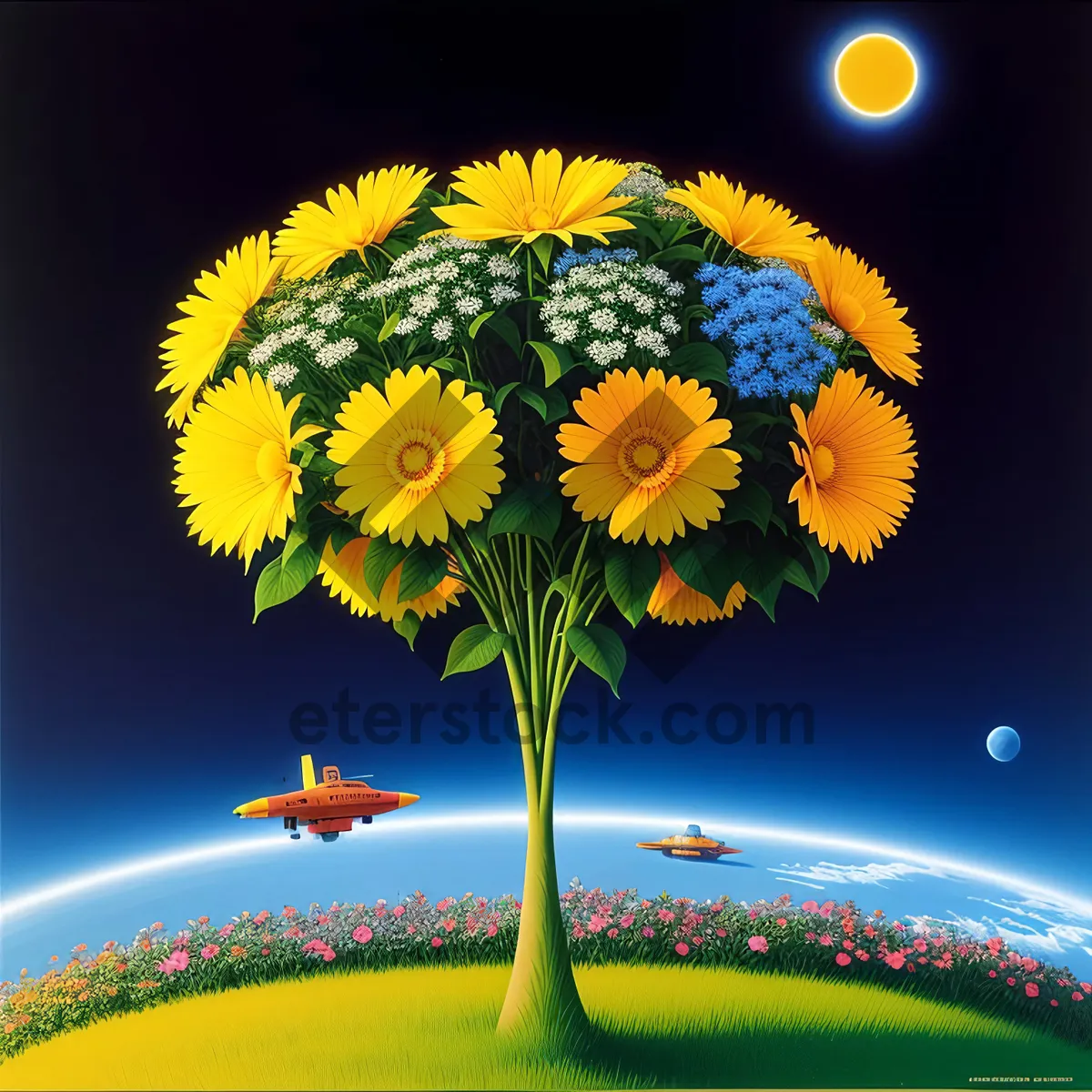 Picture of Sun-kissed Floral Bliss: A Vibrant Yellow Daisy Blossom in Full Bloom