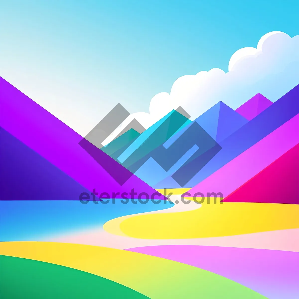 Picture of Vibrant Gradient Artistic Wallpaper with Geometric Shapes