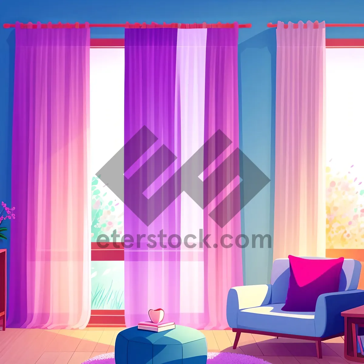 Picture of Rainbow Curtain - Colorful Modern Design for Theater Backdrop