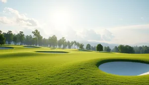 Beautiful golf course landscape with flag and trees