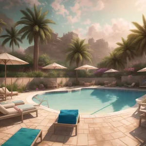Tropical Beach Paradise: Luxury Resort Pool by the Ocean