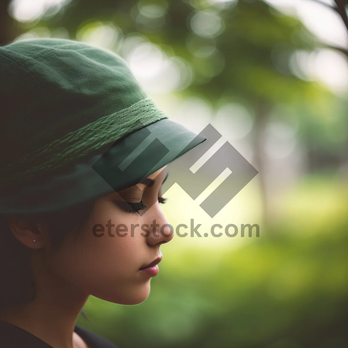 Picture of Smiling Lady with Stylish Cap in Park