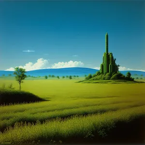 Vibrant Rural Skyline with Rolling Hills