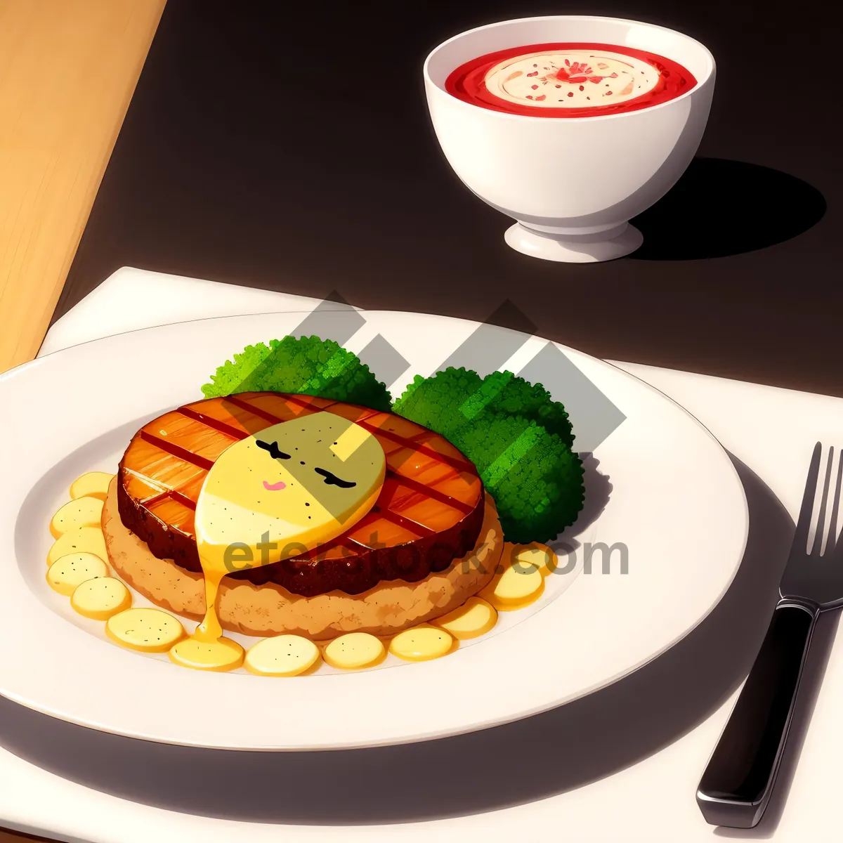 Picture of Delicious Breakfast Plate with Coffee and Cake