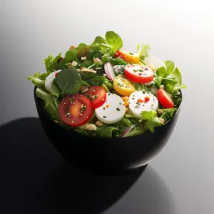 Fresh Fruit and Veggie Salad Bowl with Cherry Tomatoes