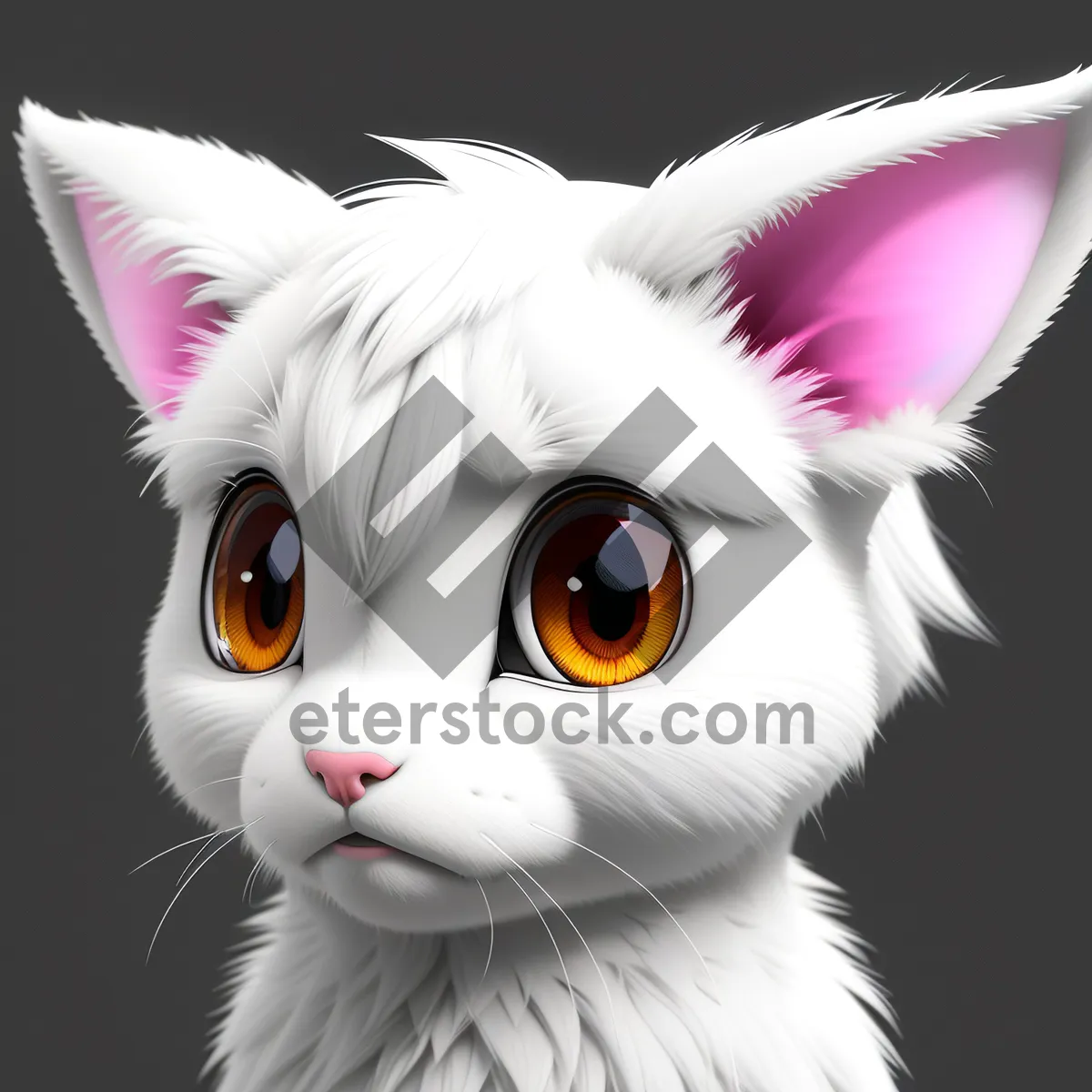 Picture of Fluffy White Bunny's Adorable Gaze