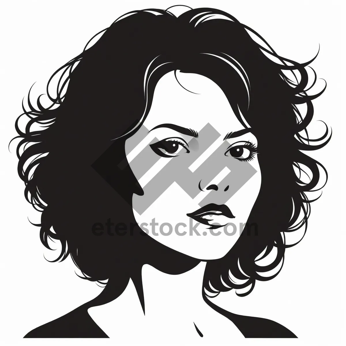 Picture of Cartoon black cat with stylish haircut art design.