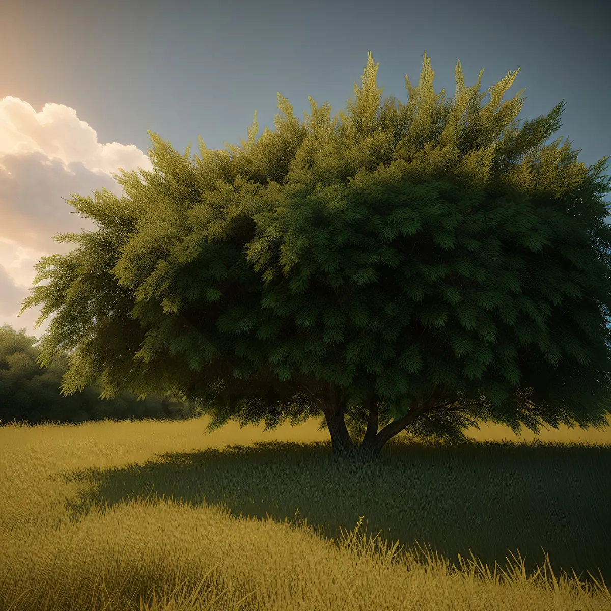 Picture of Golden Willow Trees under Sunny Autumn Sky