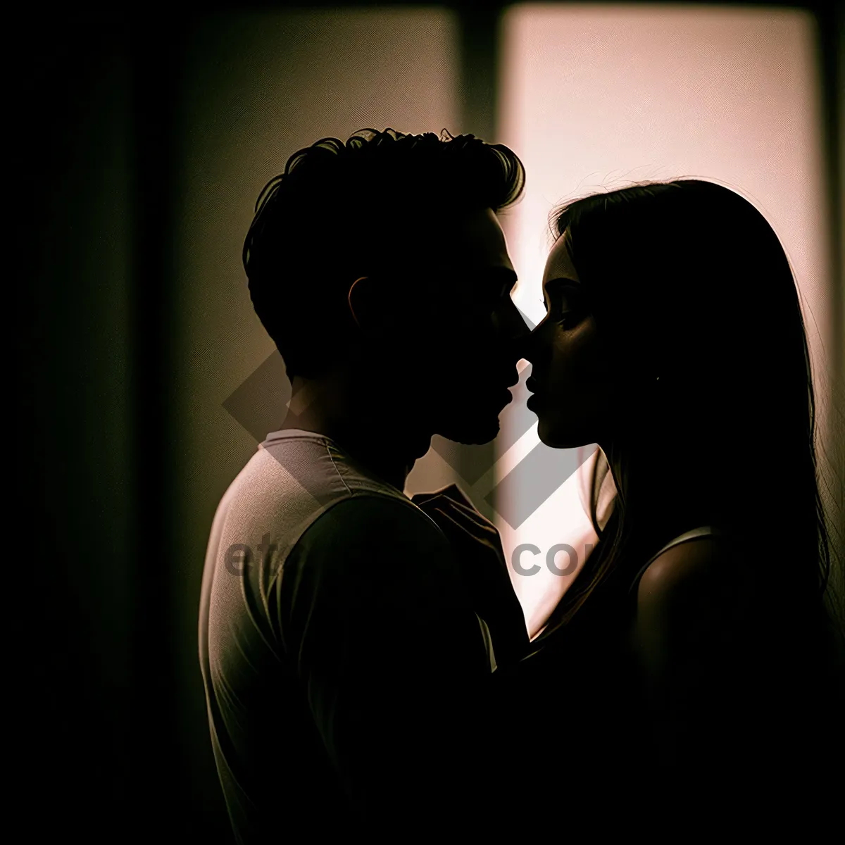 Picture of Black and White Love Portrait of Newlywed Couple