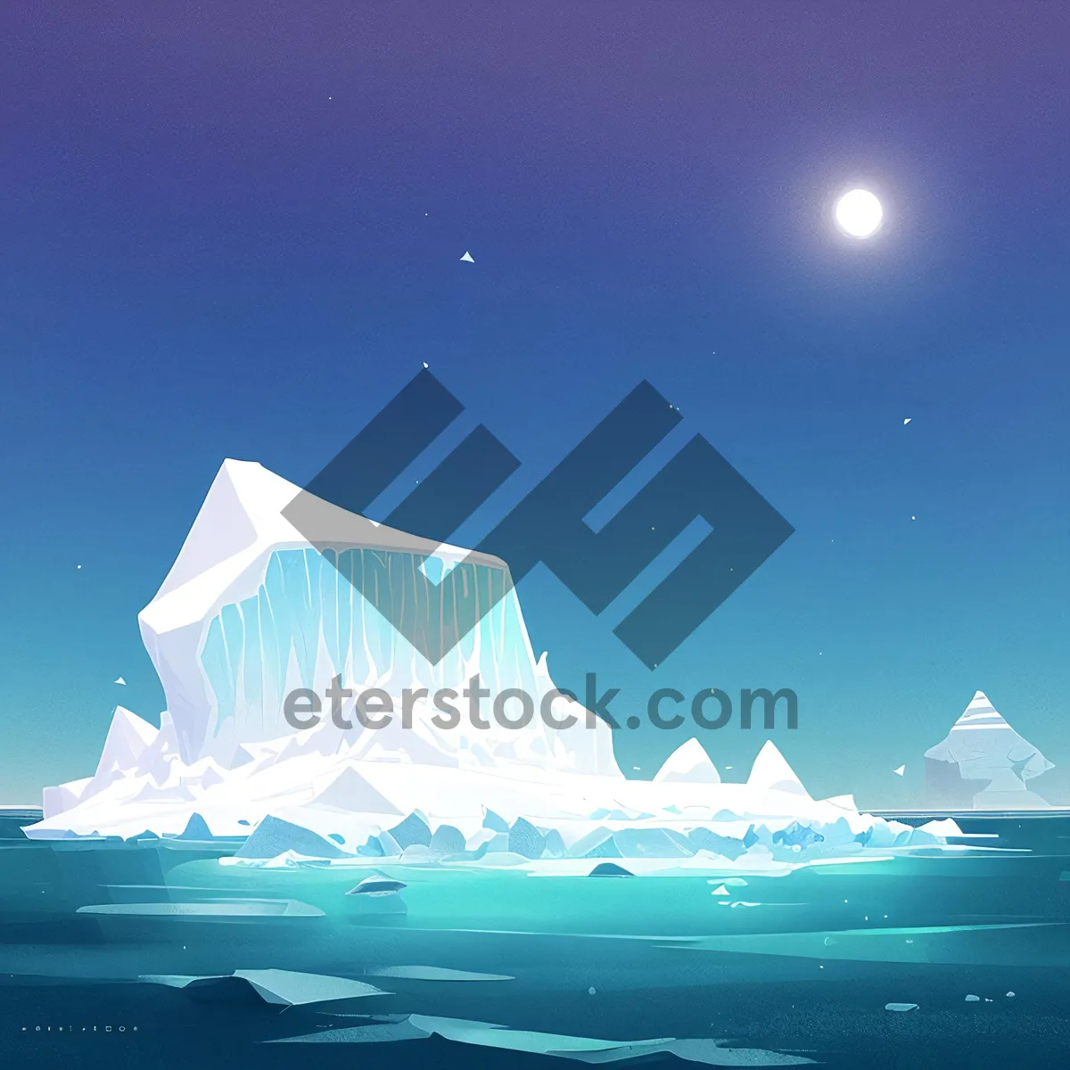 Picture of Crisp Arctic Seascape with Glowing Iceberg
