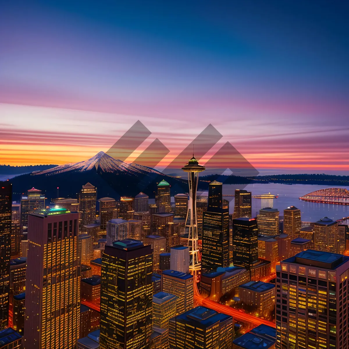 Picture of City Skyline Ablaze: Urban Night with Modern Skyscrapers