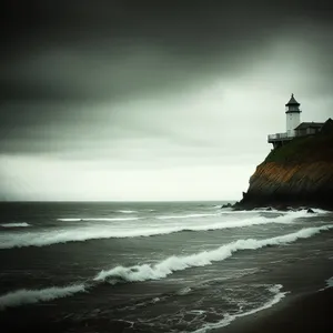 Serene Seascape: Coastal Cliff and Azure Waves