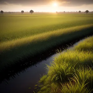 Golden Horizons: Sun-kissed Countryside Landscape