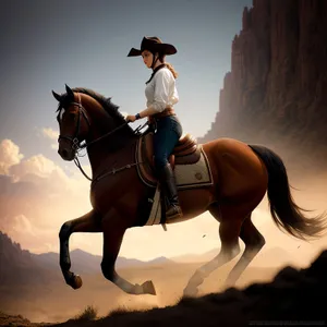 Brown Stallion Riding Saddle on Grass Field