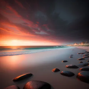 Golden Horizon - Sunset over the Beach