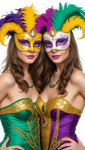 Attractive Lady in Venetian Masquerade Mask