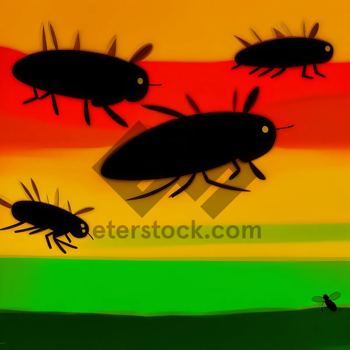 Picture of Flying Insect Silhouette on Airplane Wing