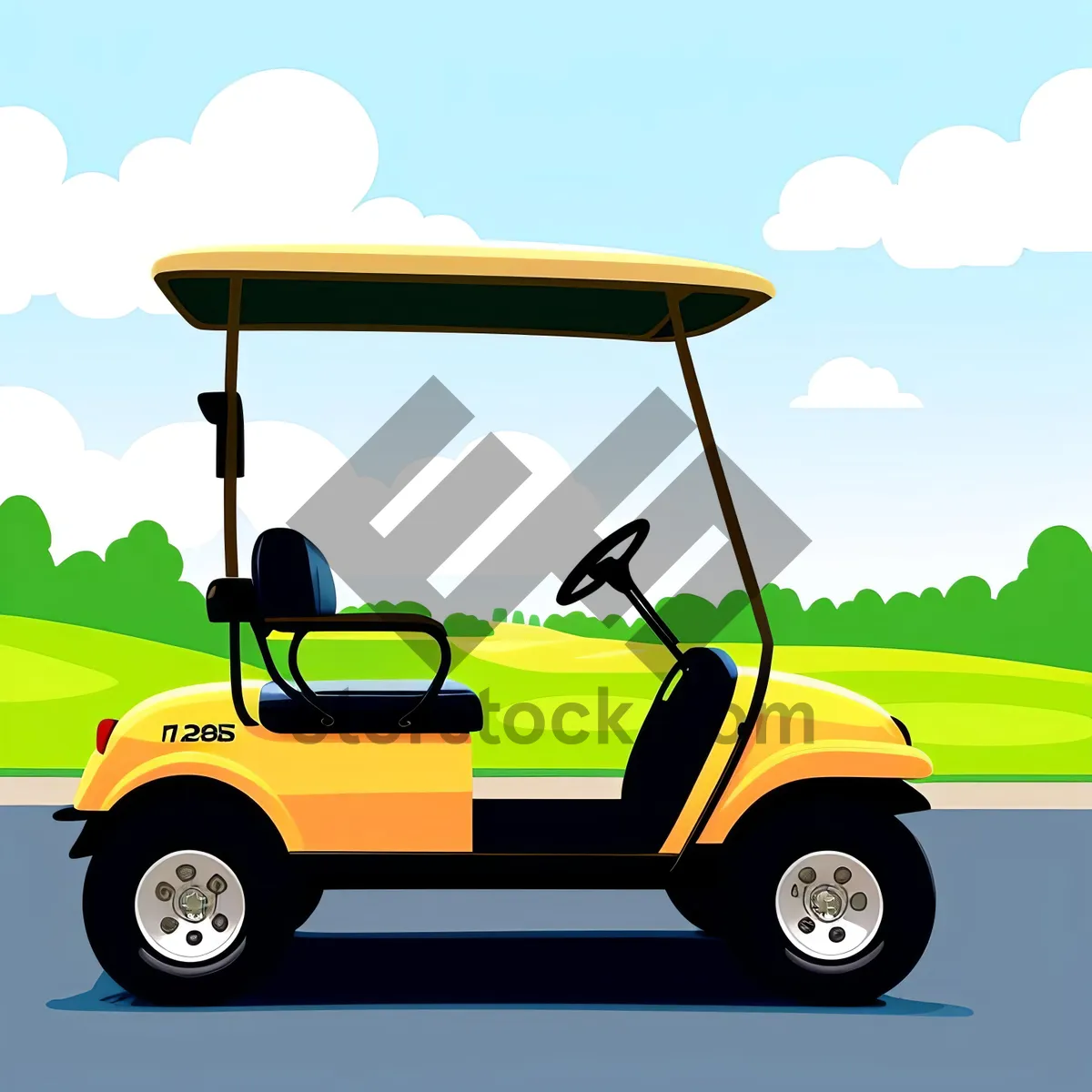 Picture of Cartoon Golfer on Golf Course